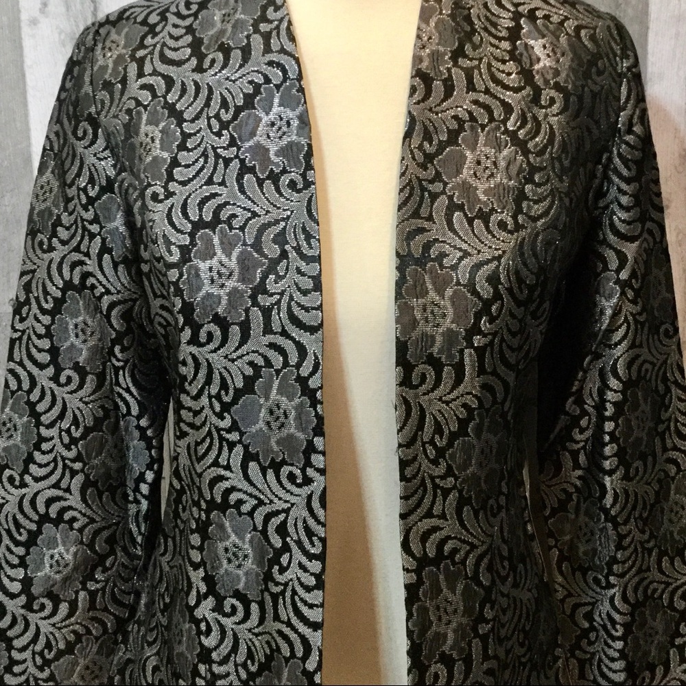 Brocade Evening Jacket Black Silver Sz 4P JR NITES - Picture 2 of 8